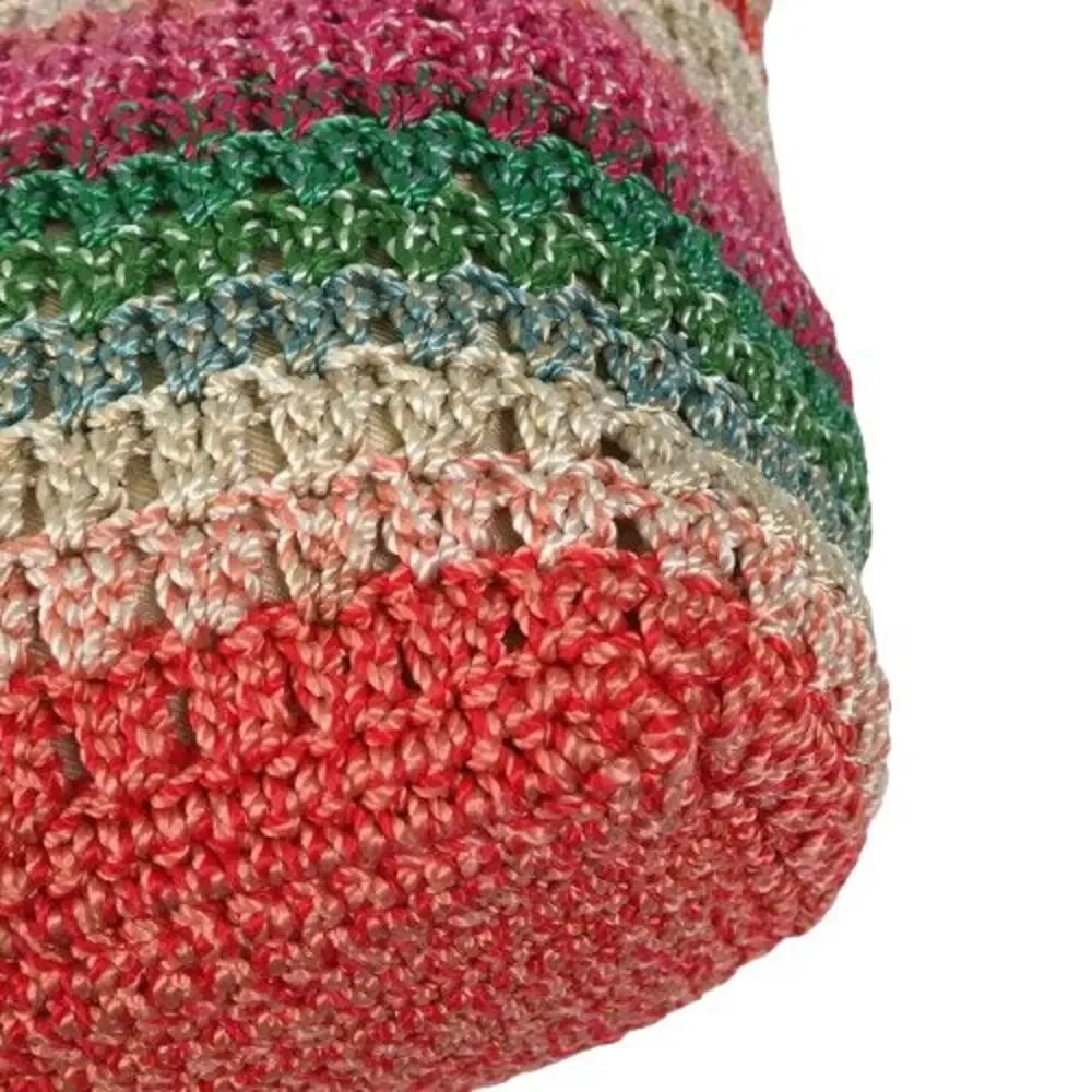 The Sak Multicolored Rainbow Striped Retro Y2K Woven Crochet Beach Tote Bag